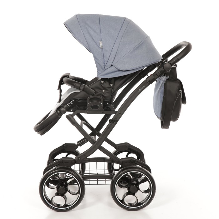 Коляска 2 в 1 Maestro, 50% эко-кожа, серо-голубой