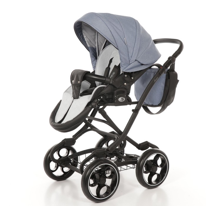 Коляска 2 в 1 Maestro, 50% эко-кожа, серо-голубой