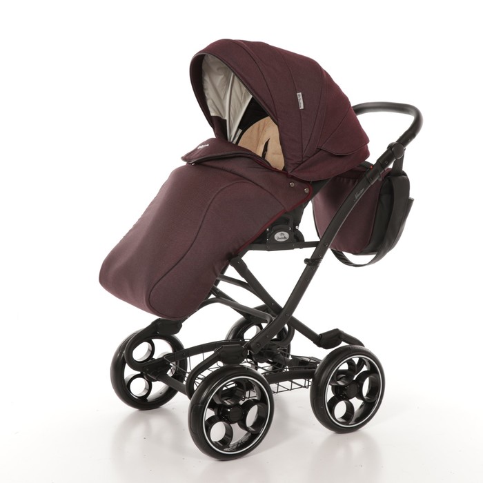 Коляска 2 в 1 Maestro, 50% эко-кожа, бордовый