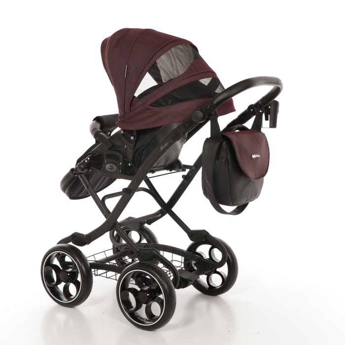 Коляска 2 в 1 Maestro, 50% эко-кожа, бордовый