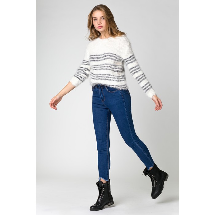 Джемпер травка тонкая чёрная полоска, цв.белый р.44-46,