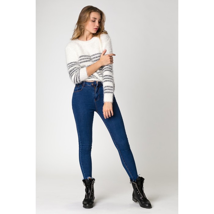 Джемпер травка тонкая чёрная полоска, цв.белый р.44-46,