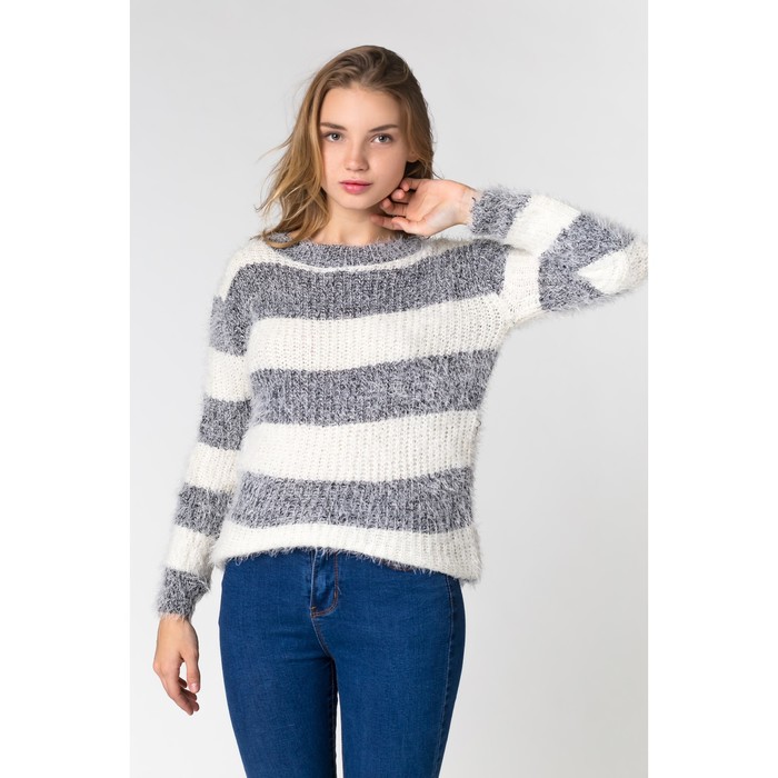 Джемпер травка широкая чёрная полоска, цв.белый р.44-46,