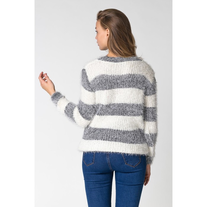 Джемпер травка широкая чёрная полоска, цв.белый р.44-46,