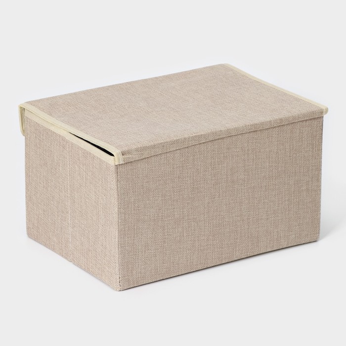 Короб для хранения с крышкой «Франческа», 32×24×18,5 см, цвет бежевый