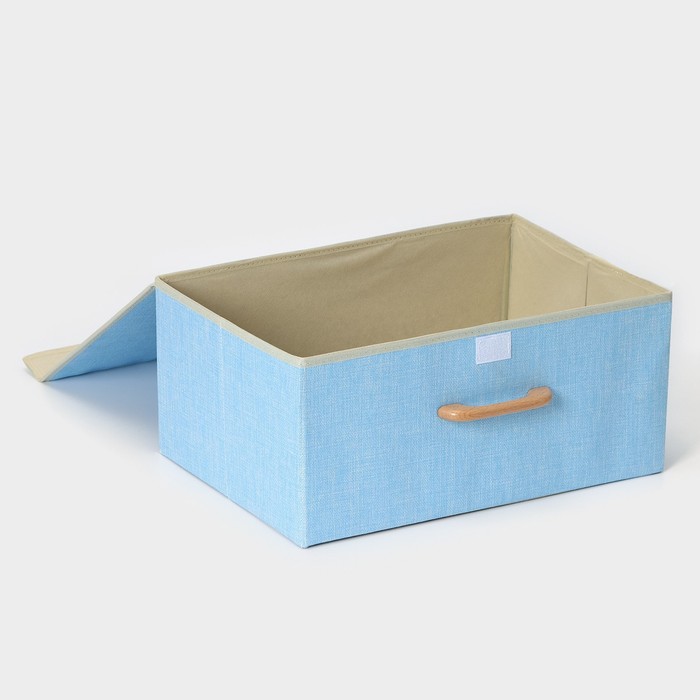 Короб для хранения с крышкой «Франческа», 43×30,5×18,5 см, цвет серо-голубой