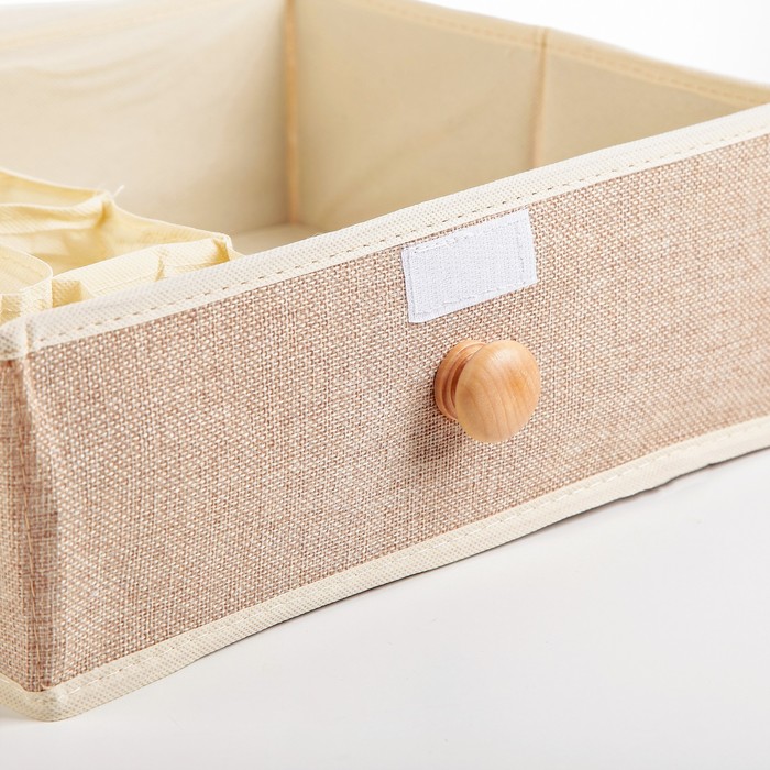 Органайзер для белья с крышкой, 8 ячеек, 35х29х12 см "Франческа" цвет бежевый