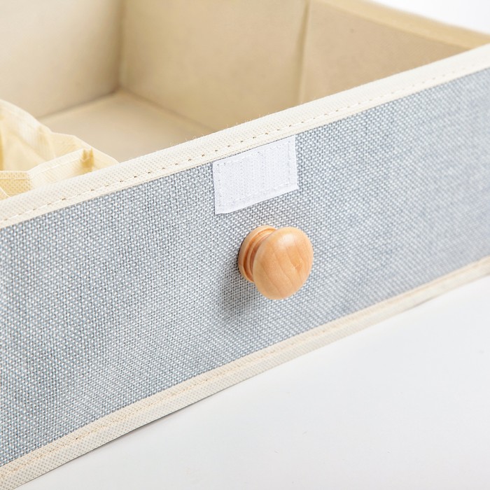 Органайзер для белья с крышкой, 8 ячеек, 35х29х12 см "Франческа" цвет серо-голубой