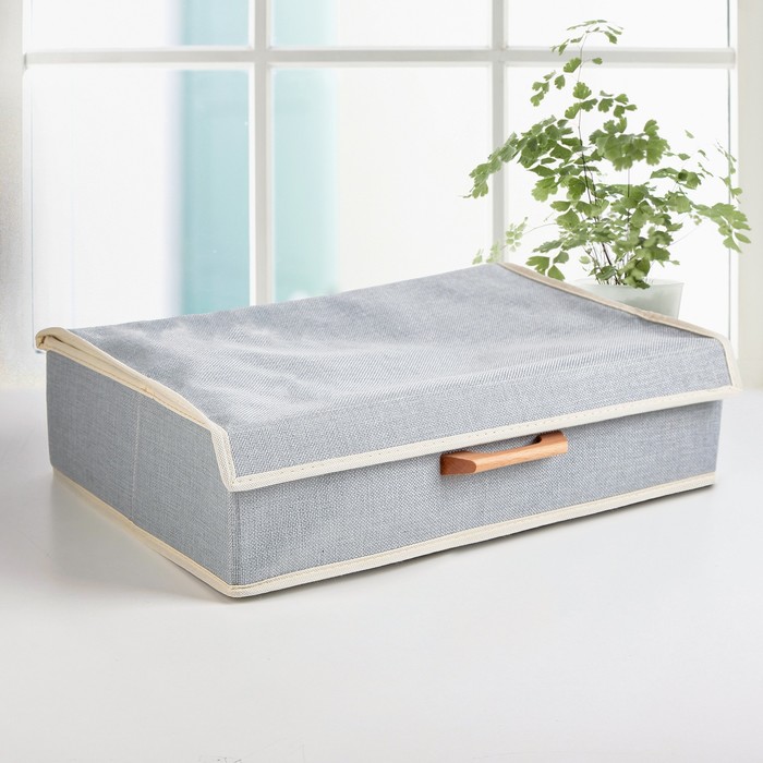 Органайзер для белья с крышкой,15 ячеек, 49,5х31х12 см "Франческа" цвет серо-голубой