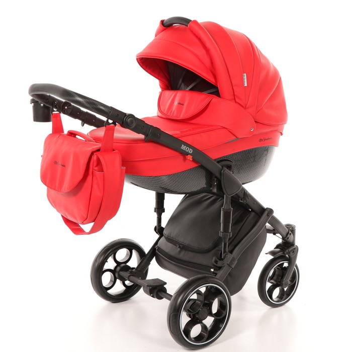 Коляска  2 в 1 Mod, 100% эко-кожа, красный