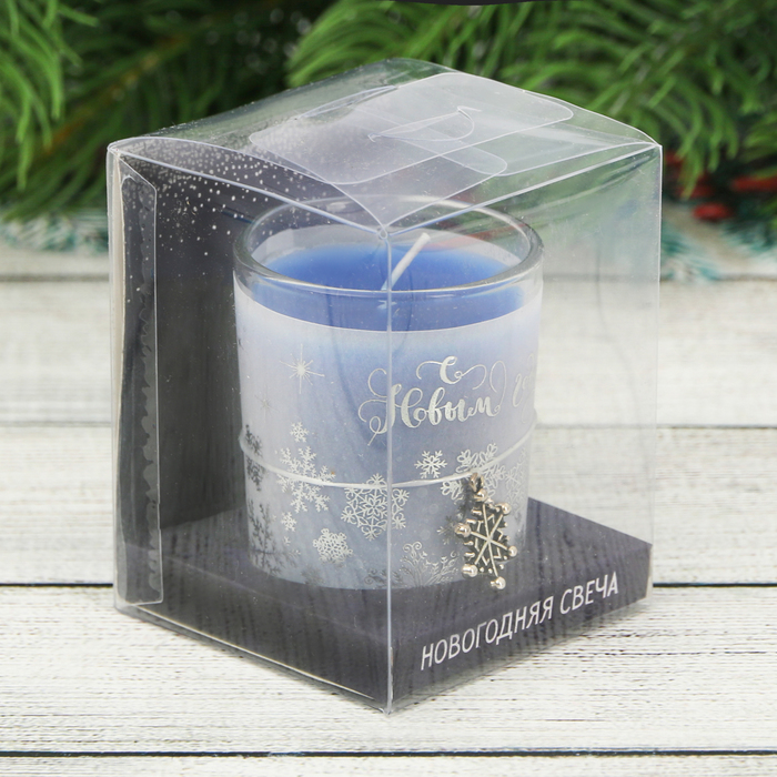 Свеча с декором "С Новым Годом!", 6 х 5 см