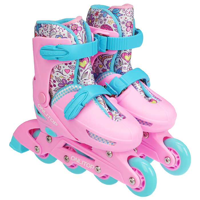 Коньки ледовые для фитнеса 223E с роликовой платформой, PVC колеса, размер 27-30