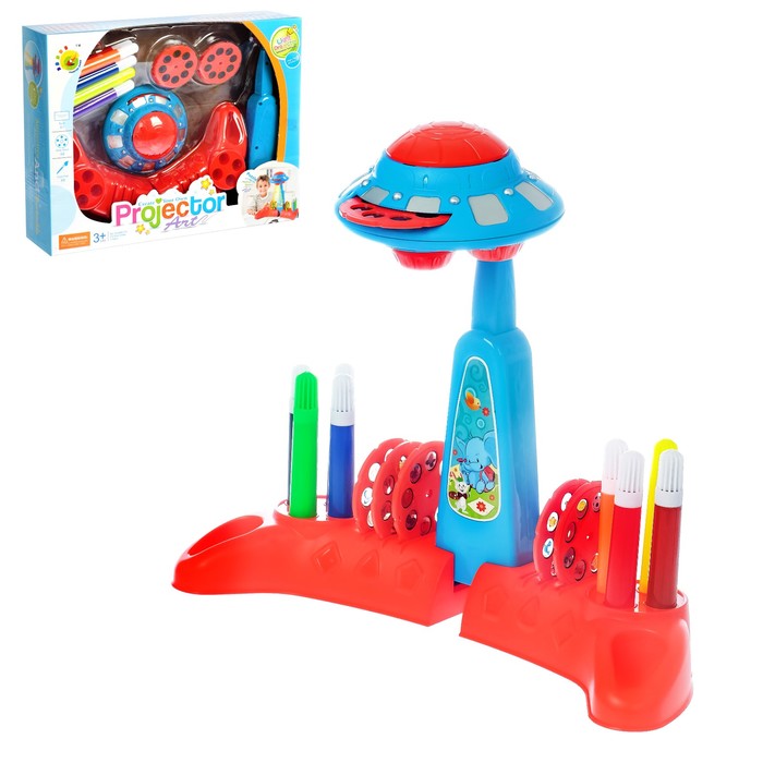 Проектор "Космический корабль", 6 слайдеров с фломастерами