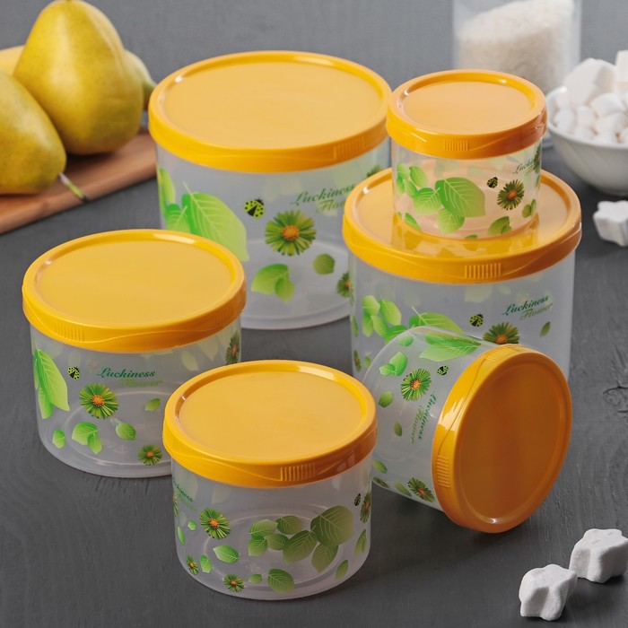 Набор банок "Лепестки" 6 шт, 13х10,5/12х9,5/11х8,5/10х7,5/9х7/8х6 см, Цвета МИКС