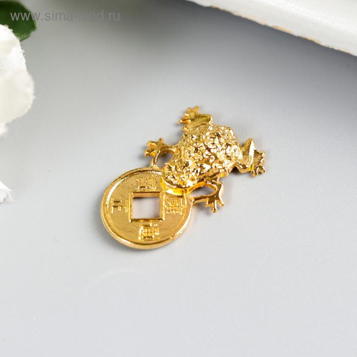 жаба бронзовая с монетой Сувенир металл Жаба с монетой золото 3х4х1 см