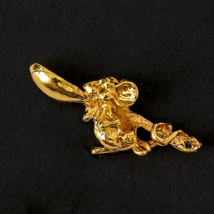 Сувенир кошельковый металл "Мышонок с ложкой" золото 0,5х2,5 см
