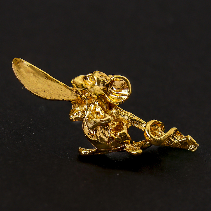 Сувенир кошельковый металл "Мышонок с ложкой" золото 0,5х2,5 см