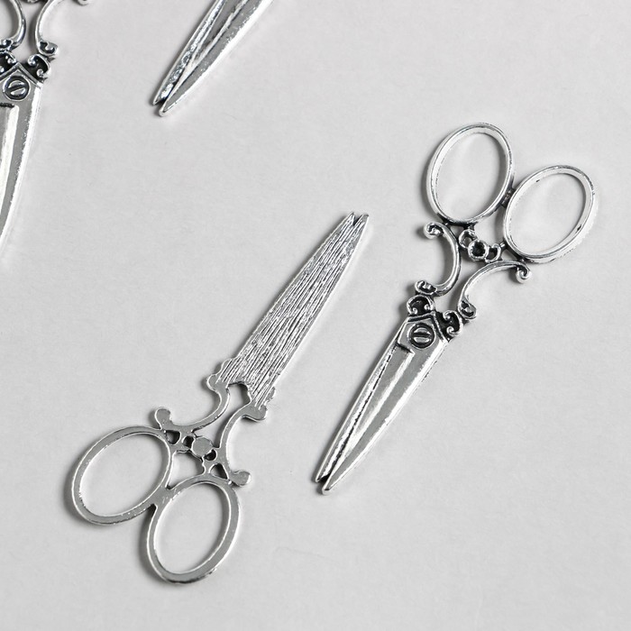Декор металл для творчества Ажурные ножницы серебро (А9361) 3,6х2,5 см