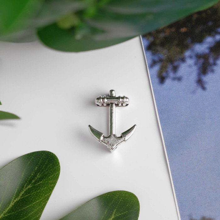 Декор металл для творчества "Якорь" серебро (41645) 1,7х1,4 см