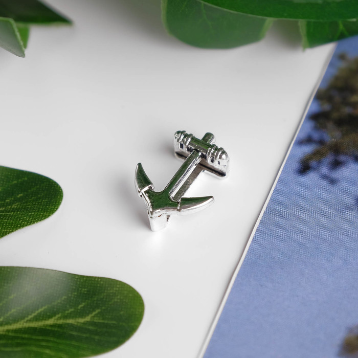 Декор металл для творчества "Якорь" серебро (41645) 1,7х1,4 см