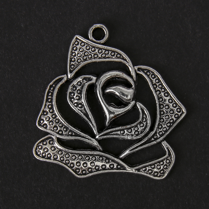 Декор металл для творчества "Роза" серебро (А13100) 2,7х2 см