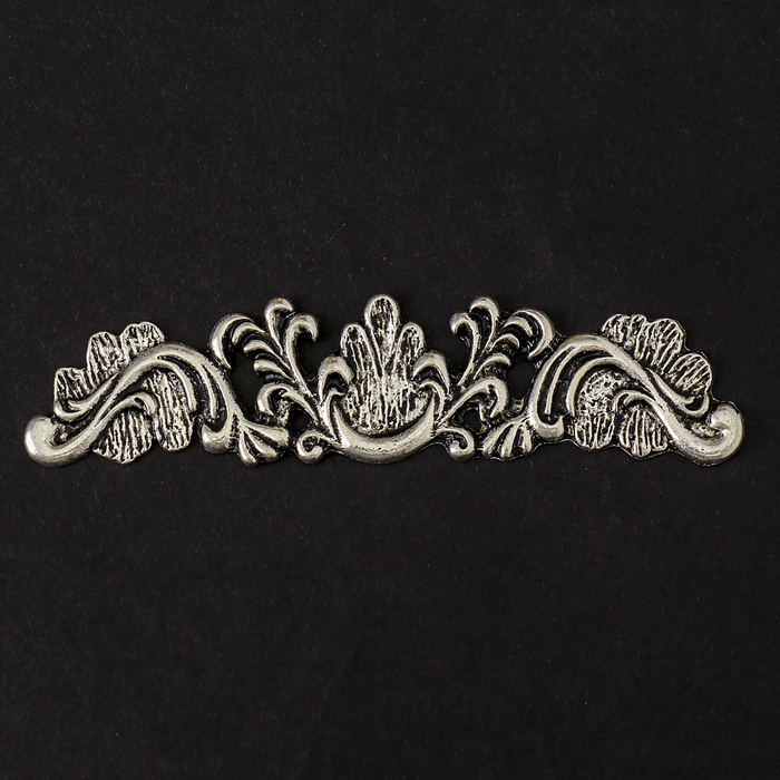 Декор металл для творчества "Растительный орнамент" серебро (В72994) 2х7,6 см