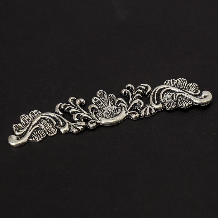 Декор металл для творчества "Растительный орнамент" серебро (В72994) 2х7,6 см