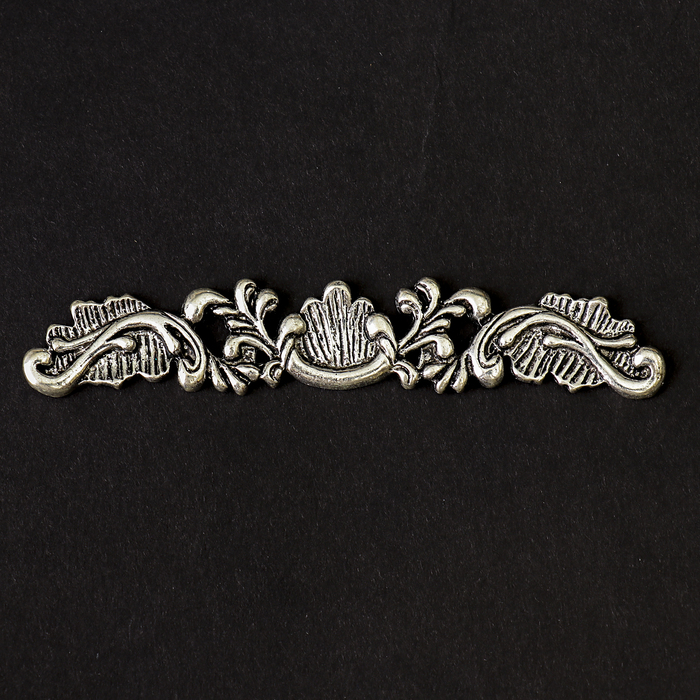 Декор металл для творчества "Растительный узор" серебро (73357) 1,3х7,6 см