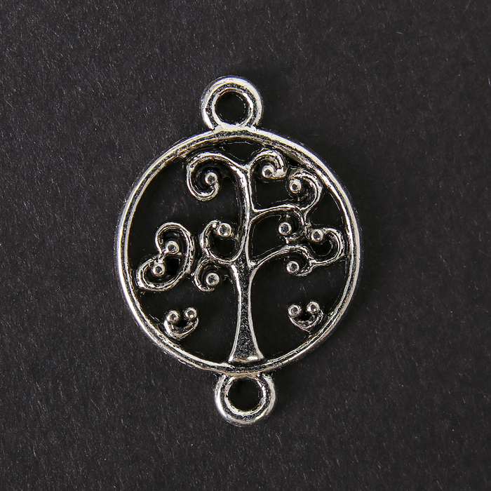 Декор металл для творчества "Дерево с завитками" серебро (41556) 2х1,4 см