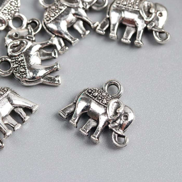 Декор металл для творчества Индийский слон серебро (А16480) 1,3х1,2 см
