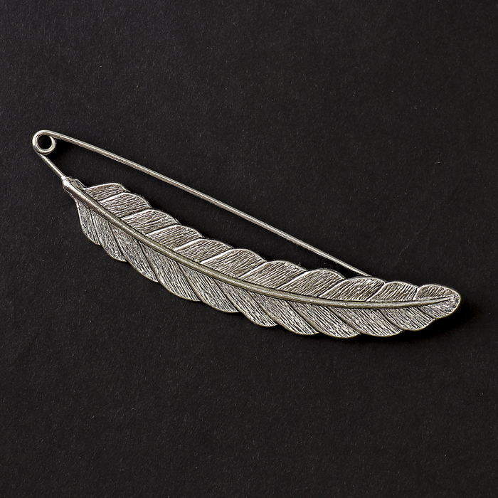 Декор металл для творчества "Булавка с пёрышком" серебро (А19788) 2х8,4 см