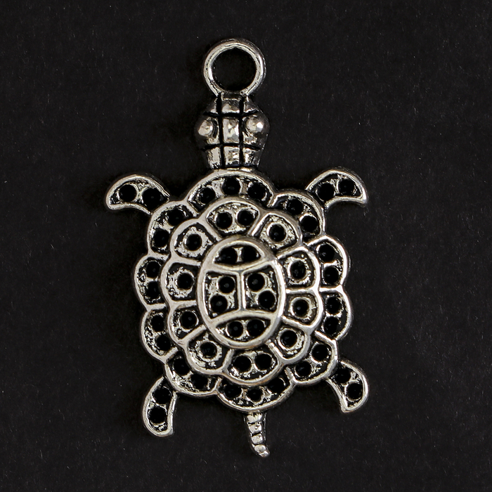 Декор металл для творчества "Черепашка" серебро (А12476) 3,5х2 см