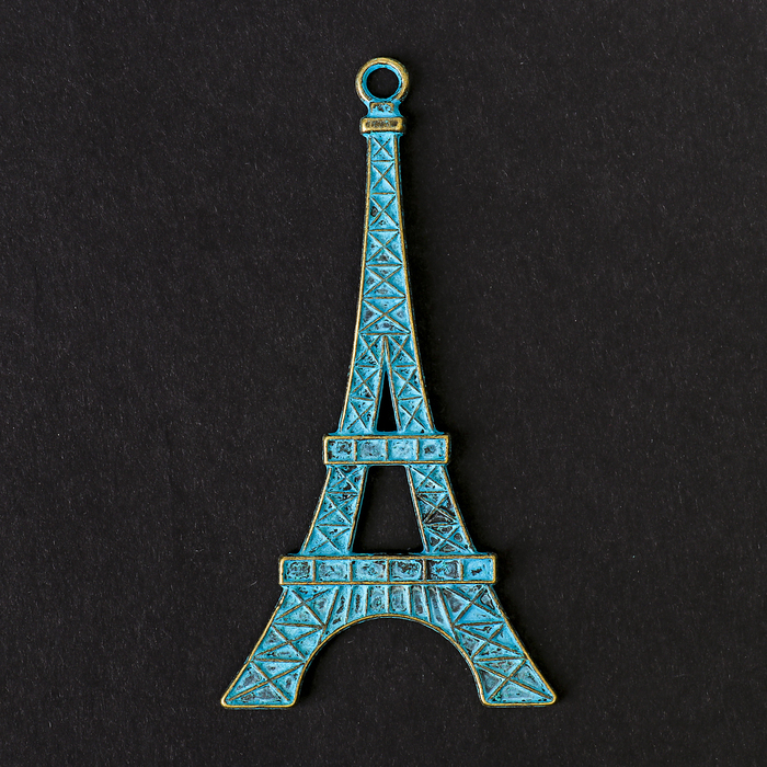 Декор металл для творчества "Эйфелева башня" зелёная патина 6,8х3,6х2 см