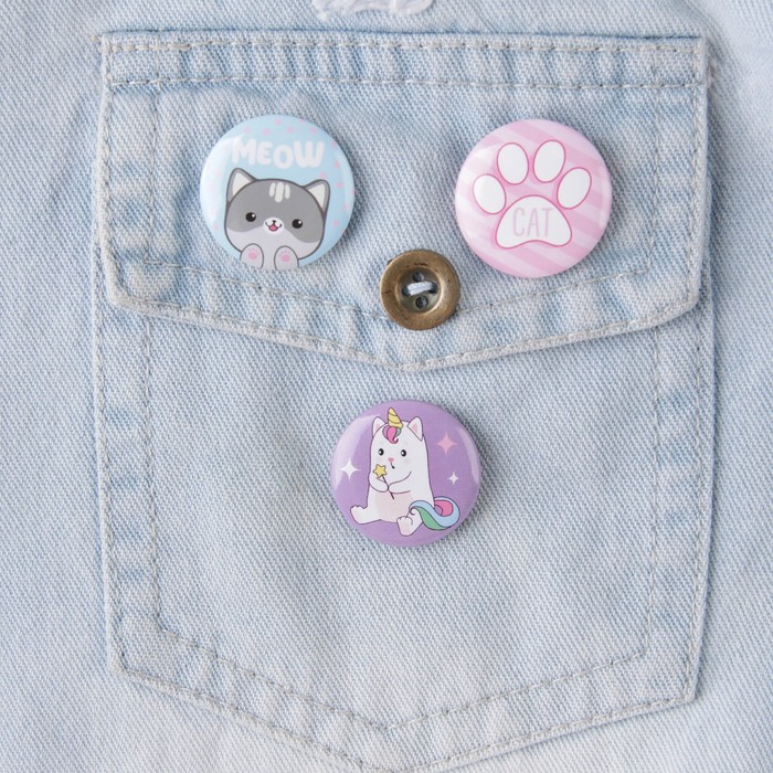 Значки закатные - мини "I Love Cats", 9 х 11,5 см