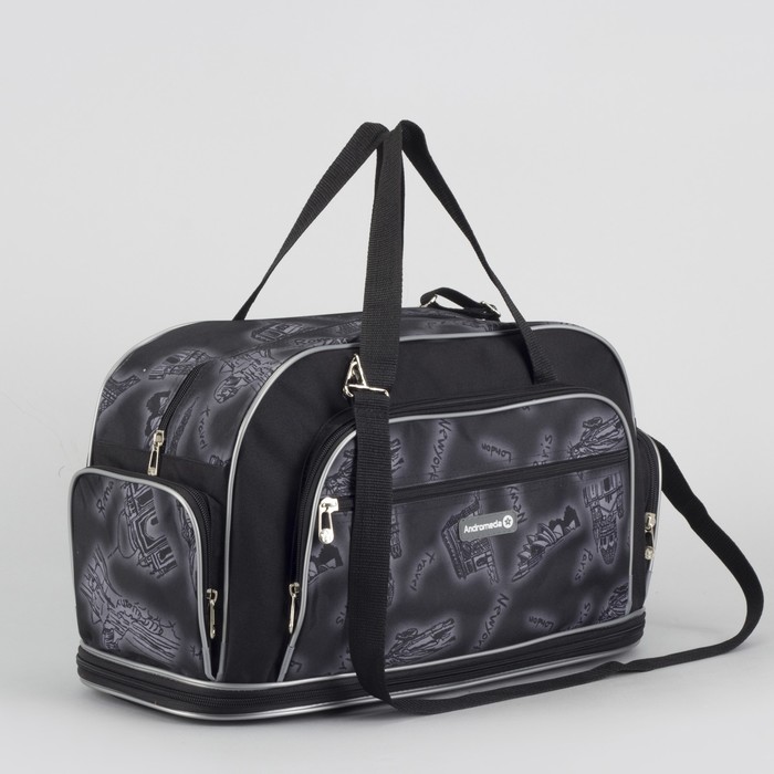 Сумка дорожная «Путешествие», отдел на молнии, 4 наружных кармана, регулируемый длинный ремень, цвет чёрный