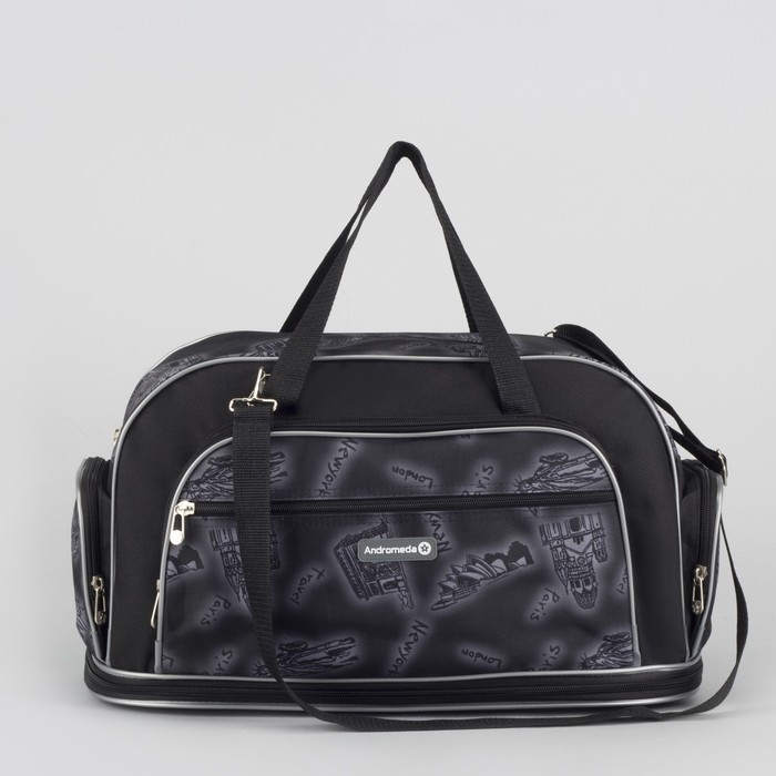 Сумка дорожная «Путешествие», отдел на молнии, 4 наружных кармана, регулируемый длинный ремень, цвет чёрный