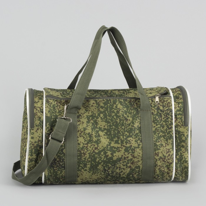 Сумка спортивная, отдел на молнии, 3 наружных кармана, цифра-камуфляж
