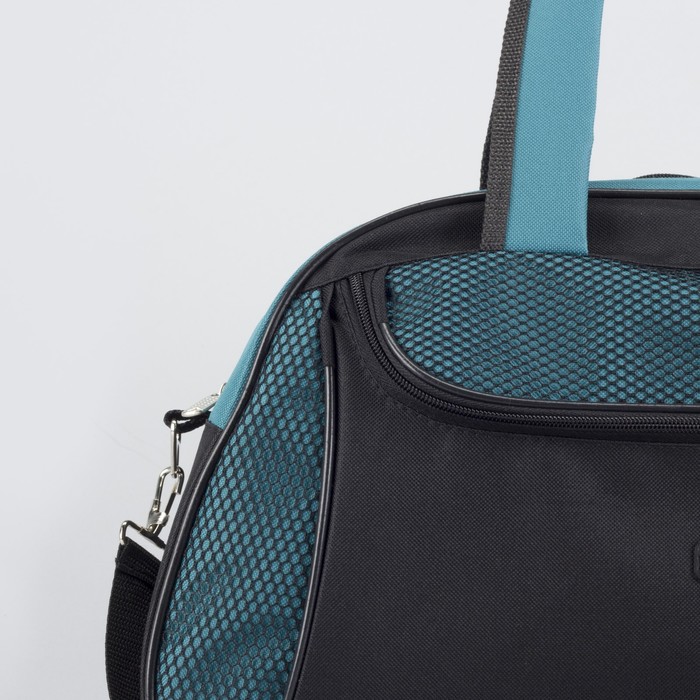 Сумка спортивная, отдел на молнии, наружный карман, регулируемый ремень, цвет чёрный/морской