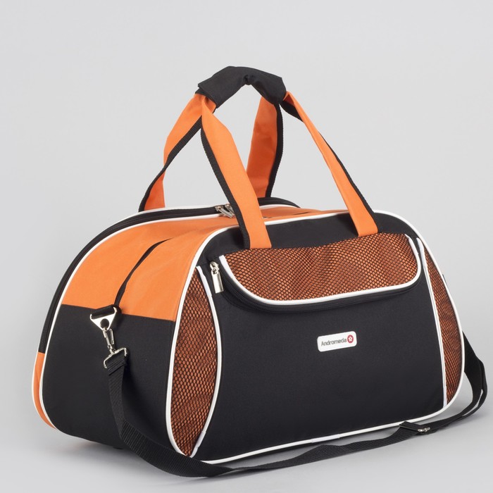 Сумка спортивная, отдел на молнии, наружный карман, регулируемый ремень, цвет чёрный/оранжевый