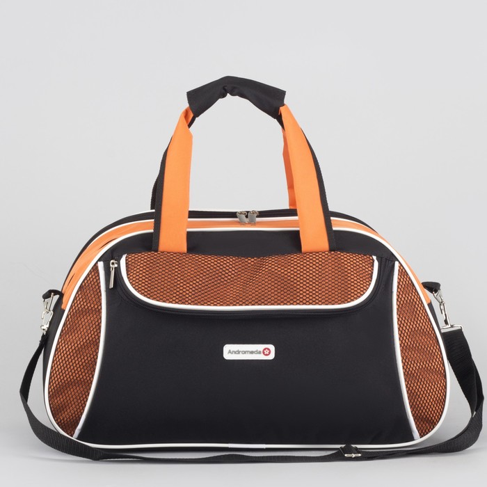 Сумка спортивная, отдел на молнии, наружный карман, регулируемый ремень, цвет чёрный/оранжевый