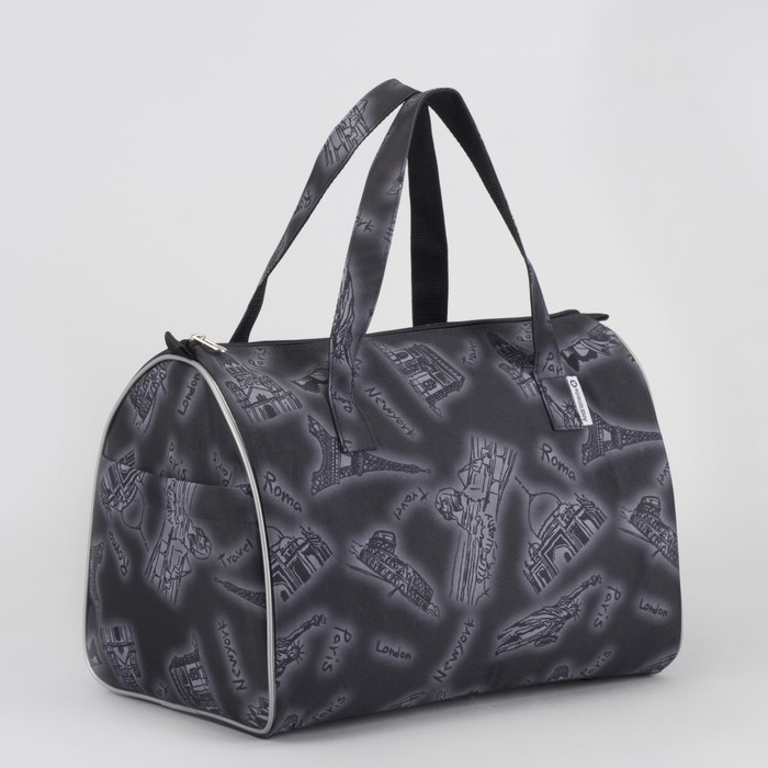 Сумка дорожная «Путешествие», отдел на молнии, наружный карман, цвет чёрный