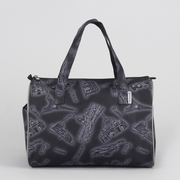 Сумка дорожная «Путешествие», отдел на молнии, наружный карман, цвет чёрный