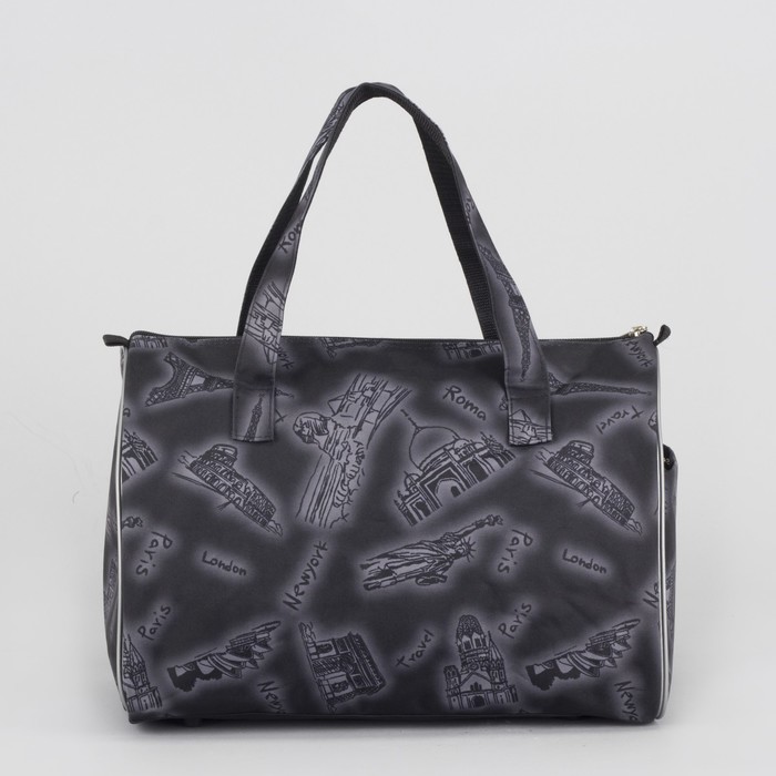 Сумка дорожная «Путешествие», отдел на молнии, наружный карман, цвет чёрный