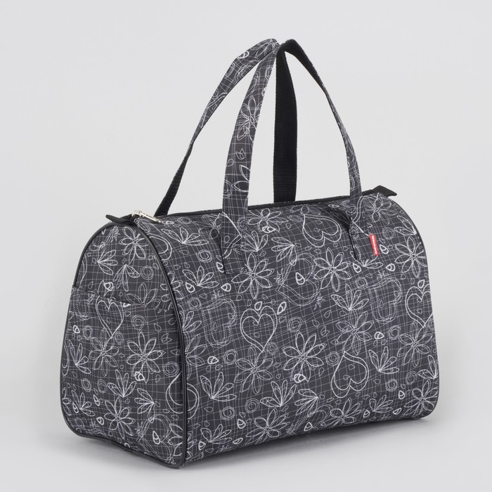 Сумка дорожная «Дизайн», отдел на молнии, наружный карман, цвет чёрный