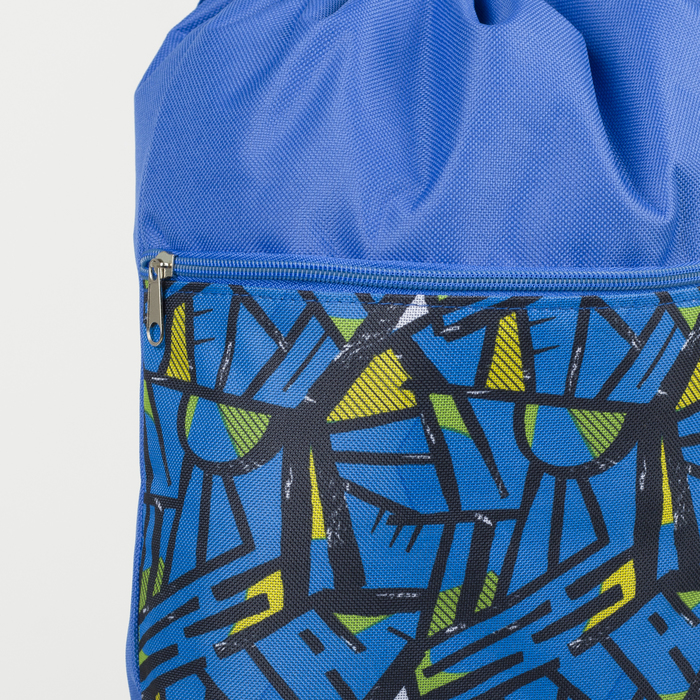 Сумка-мешок для обуви, наружный карман на молнии, цвет васильковый/жёлтый