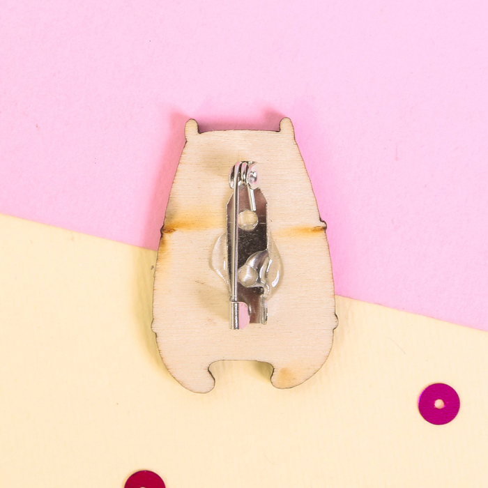 Значок деревянный в конверте "Медведь"