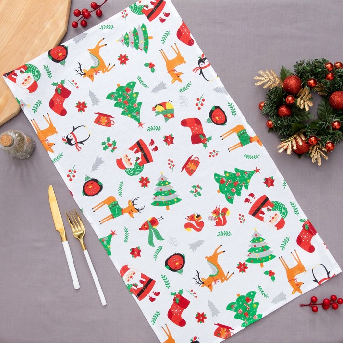 Полотенце "Доляна" Рождественские Елочки 45х60 см, 100% хлопок, 164 г/м2