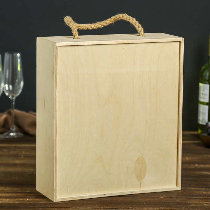 Заготовка для декора "Пенал для бутылок "Саперави" из фанеры (3 бутылки) 35х31х11,5 см