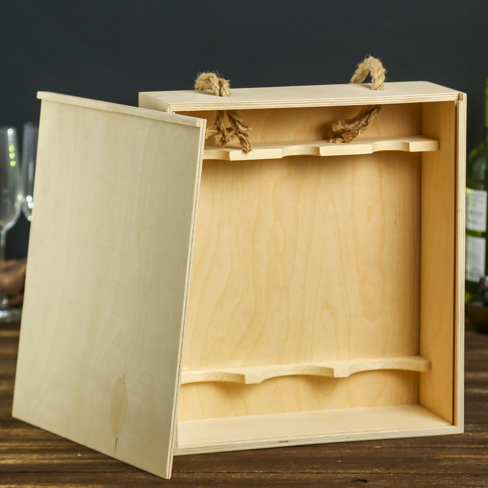 Заготовка для декора "Пенал для бутылок "Саперави" из фанеры (3 бутылки) 35х31х11,5 см