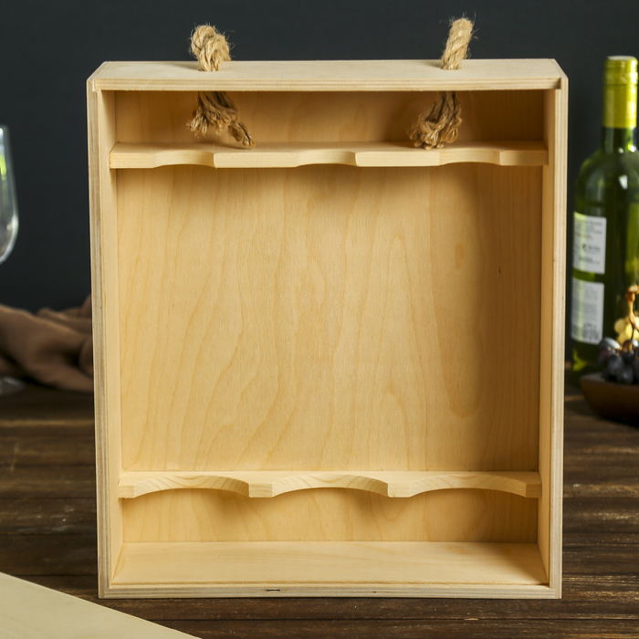 Заготовка для декора "Пенал для бутылок "Саперави" из фанеры (3 бутылки) 35х31х11,5 см